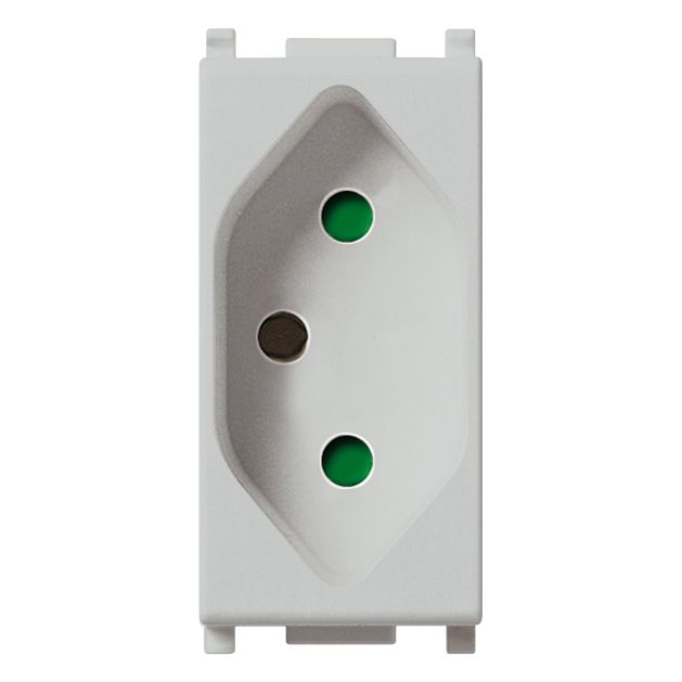 Vimar Plana 2P+E 10A Brazilian Standard SICURY Socket Outlet, 250V, IP20, Flush-Mount, Screw Terminal, Halogen-Free Thermoplastic
