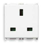 Vimar Plana 2P+E English Socket Outlet, 13A, 250V, IP20, Flush Mount, 2-Module
