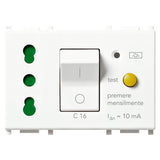 Vimar Plana 2P+E P17/11 Socket Outlet with C16 RCBO, 16A, 250V, 10 mA, 3000 A, 3-Module