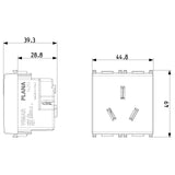 Vimar Plana 2P+E Argentinian SICURY Socket Outlet, 20A, 250V, 2-Module, Flush-Mounted, Screw Terminal, IP20