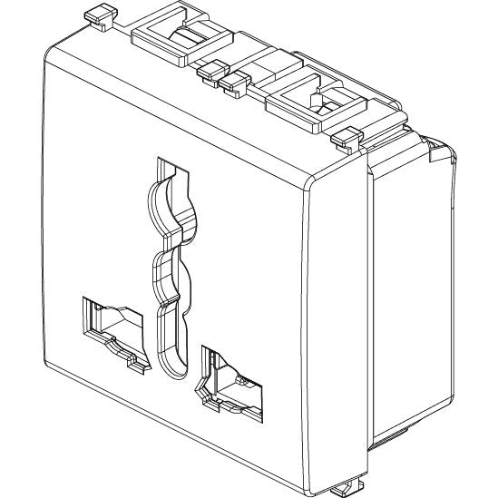 Vimar Plana SICURY Multi-Standard Socket Outlet, 2P+E, 13A, 250V, IP20, Flush Mount