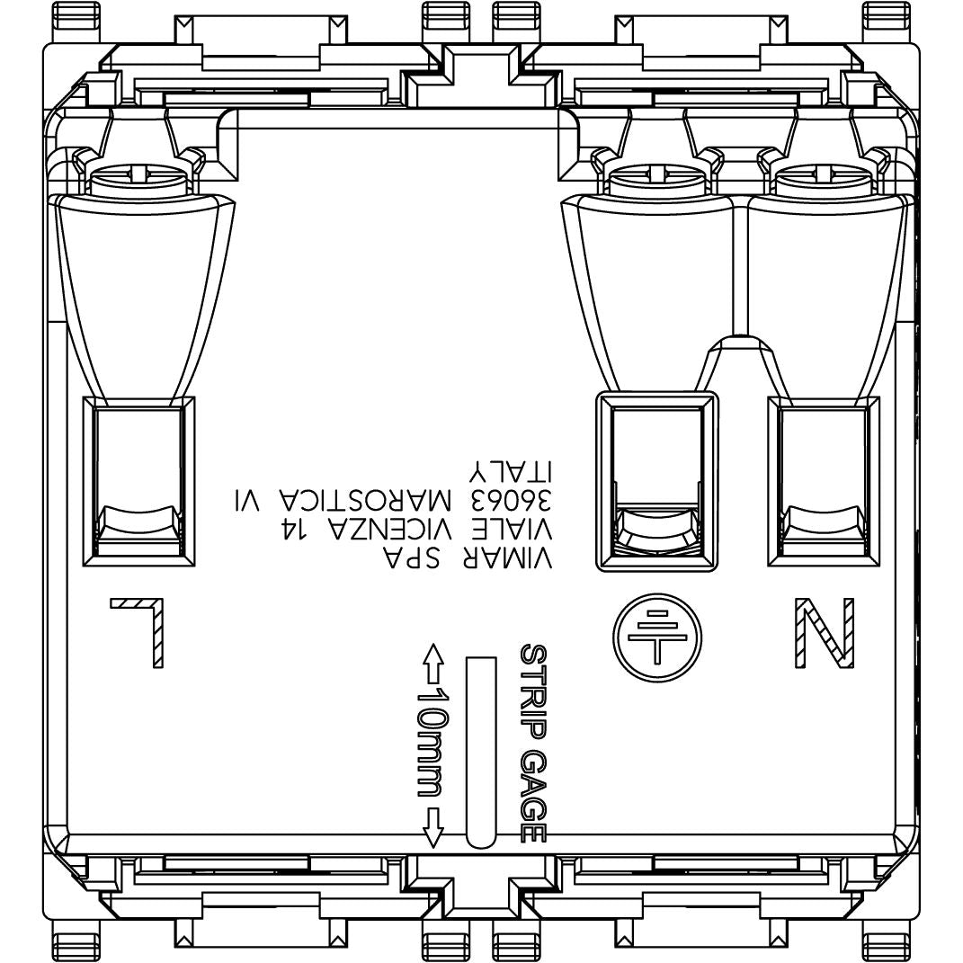 Vimar Plana SICURY Multi-Standard Socket Outlet, 2P+E, 13A, 250V, IP20, Flush Mount