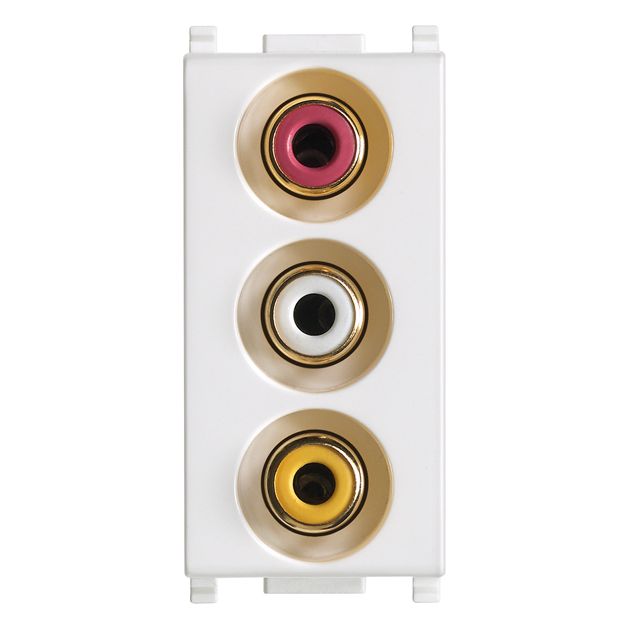 Vimar Plana Socket with 3 RCA Connectors, 1-Module, IP20, Flush-Mounted, Screw Terminals
