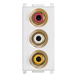 Vimar Plana Socket with 3 RCA Connectors, 1-Module, IP20, Flush-Mounted, Screw Terminals