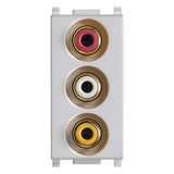 Vimar Plana Socket with 3 RCA Connectors, 1-Module, IP20, Flush-Mounted, Screw Terminals