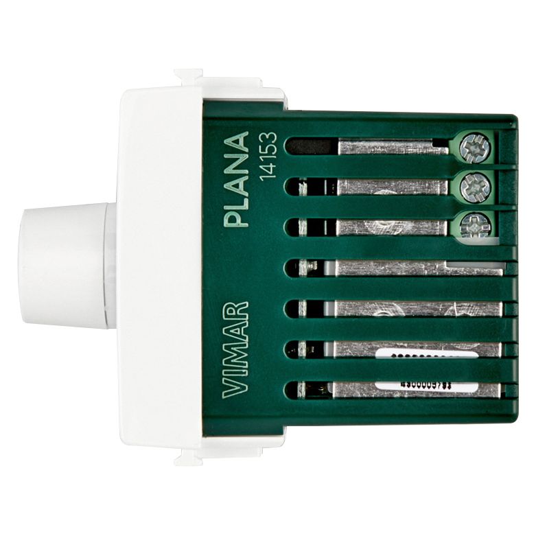 Vimar Plana Dimmer, 230V, 100-500W, For Incandescent Lamps, Push-Push Rotary Control, IP40