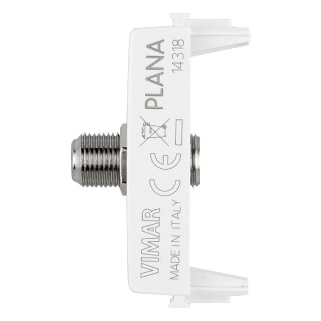 Vimar Plana Coaxial F-Type Female Socket Connector, End Socket, 2400 MHz, Snap Mounting, Remote Power Supply Compatible