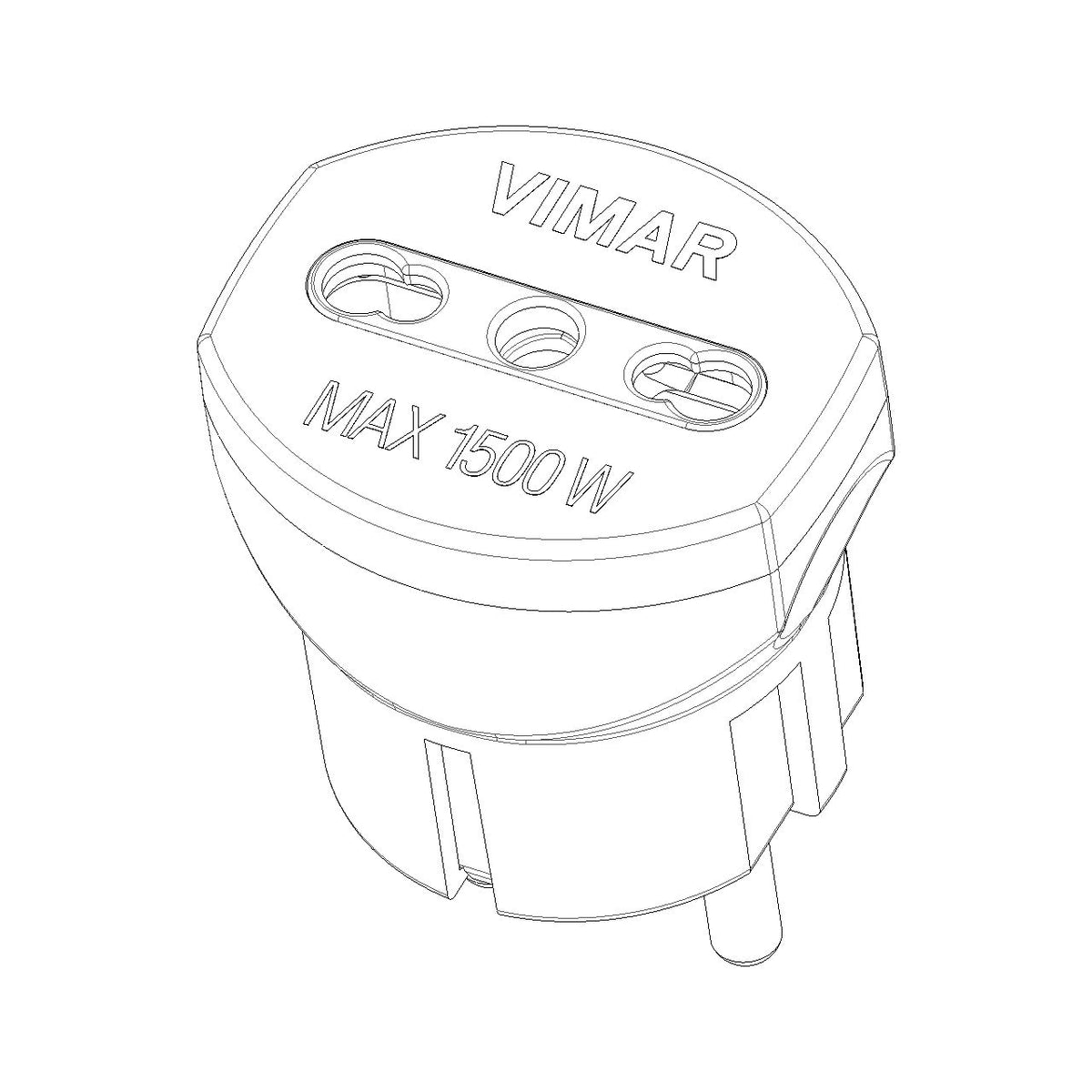 Vimar Sicury German/French to Italian Plug Adapter, 2P+E, 250V, 16A, 1500W, P17/11 Socket