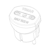 Vimar Sicury German/French to Italian Plug Adapter, 2P+E, 250V, 16A, 1500W, P17/11 Socket