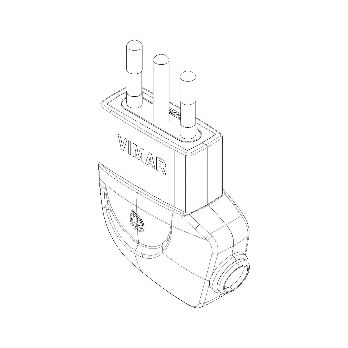 Vimar Supernova S11 2P+E 90 Degree Italian Plug, 10A, 250V, IP20, Screw Terminal