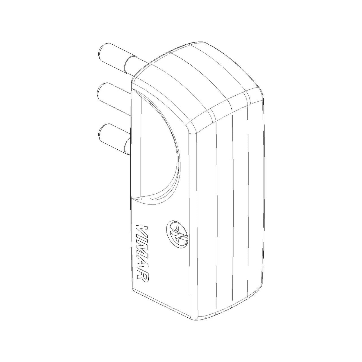 Vimar Supernova SPA11 Italian Standard Flat Plug, 2P+E, 10A, 250V, 90 Degree Cable Entry, IP20, Screwed Terminal