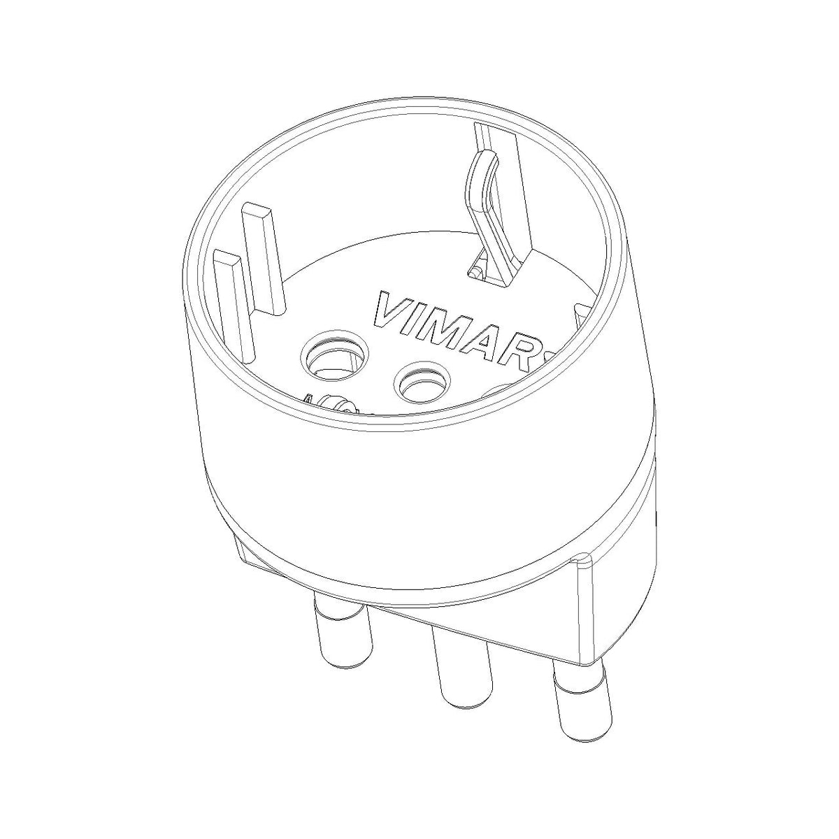 Vimar Sicury S17 to P30 Socket Adapter, 2P+E, 16A, 250V, 1500W