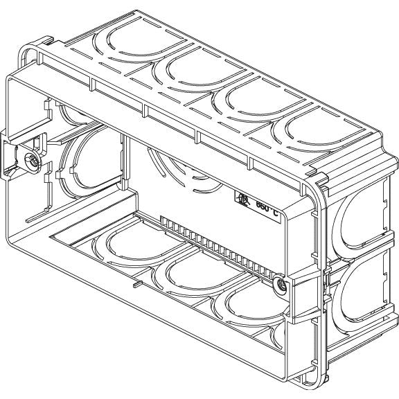 Vimar 4-Module Flush Mounting Box, For Masonry Walls, Halogen-Free Plastic, 14 Rear Inlets, 20/25 mm Pipe Entry