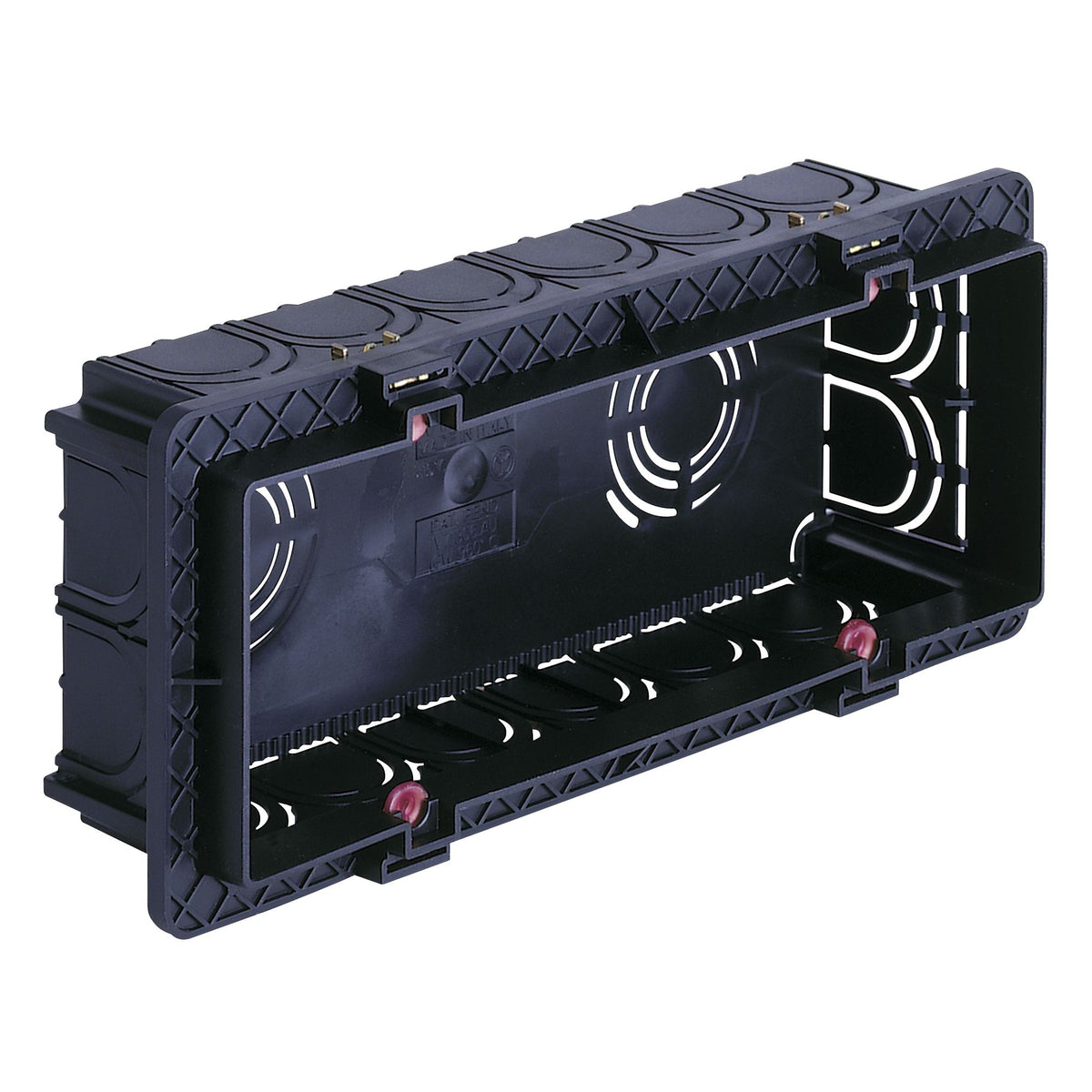 Vimar 6-7 Module Flush Mounting Box, For Masonry Walls, 9 Knockouts for 20/25 mm Tubes, Halogen-Free Plastic, IP00