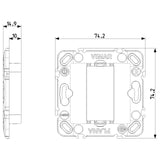 Vimar Plana 1-Module Mounting Frame, Without Screws, for 60 mm Fixing Centres or 56x56 mm Flush Mounting Boxes