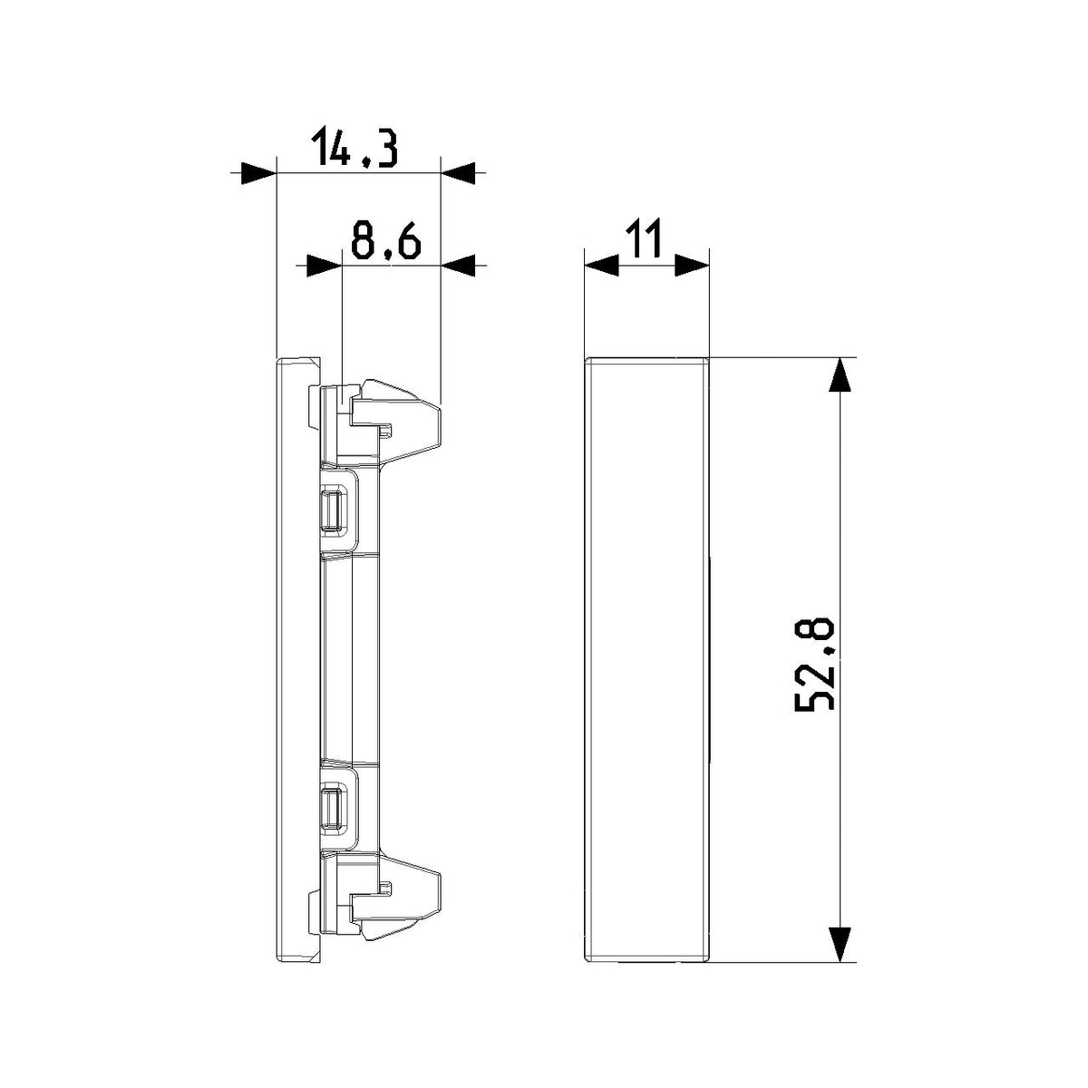Vimar LINEA 1/2M Blank Module, Halogen-Free, IP40, Thermoplastic