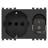 Vimar ARKÉ 2P+E P30 SICURY Outlet with C16 Circuit Breaker, 16A, 230V, 3000 A, Flush Mount, IP20