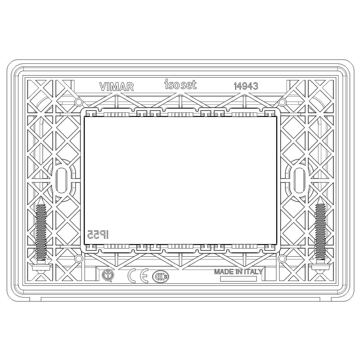 Vimar Isoset 3-Module IP55 Cover Plate, For Eikon, Arké, Plana, With Screws