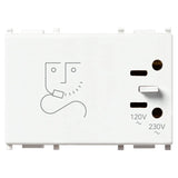 Vimar Plana Shaver Supply Unit 230V, 20 VA Isolating Transformer, 120V/230V Output, 3-Module