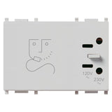 Vimar Plana Shaver Supply Unit 230V, 20 VA Isolating Transformer, 120V/230V Output, 3-Module