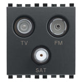 Vimar EIKON TV-FM-SAT Coaxial Socket Outlet, Single Connection, 3 Outputs, 5-2400 MHz, 1 dB, 2 Modules