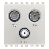 Vimar EIKON TV-FM-SAT Coaxial Socket Outlet, Single Connection, 3 Outputs, 5-2400 MHz, 1 dB, 2 Modules