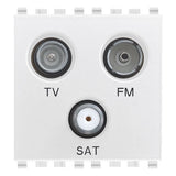 Vimar EIKON TV-FM-SAT Coaxial Socket Outlet, Single Connection, 3 Outputs, 5-2400 MHz, 1 dB, 2 Modules