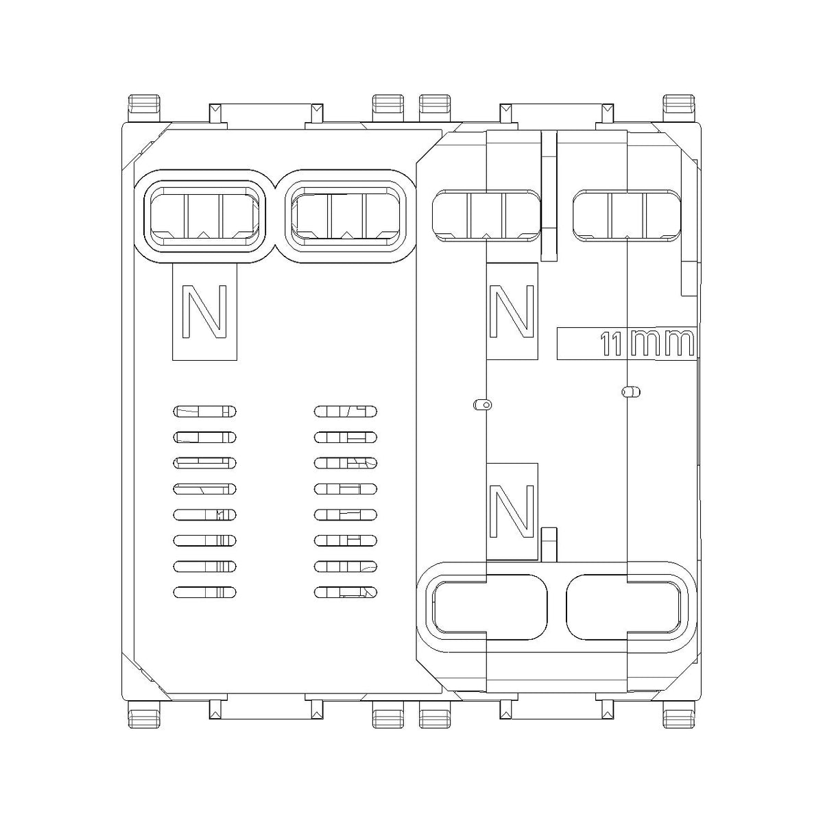 Vimar Plana 1P+N RCBO Breaker, 120-230V, IP40, Built-In, 2 Modules