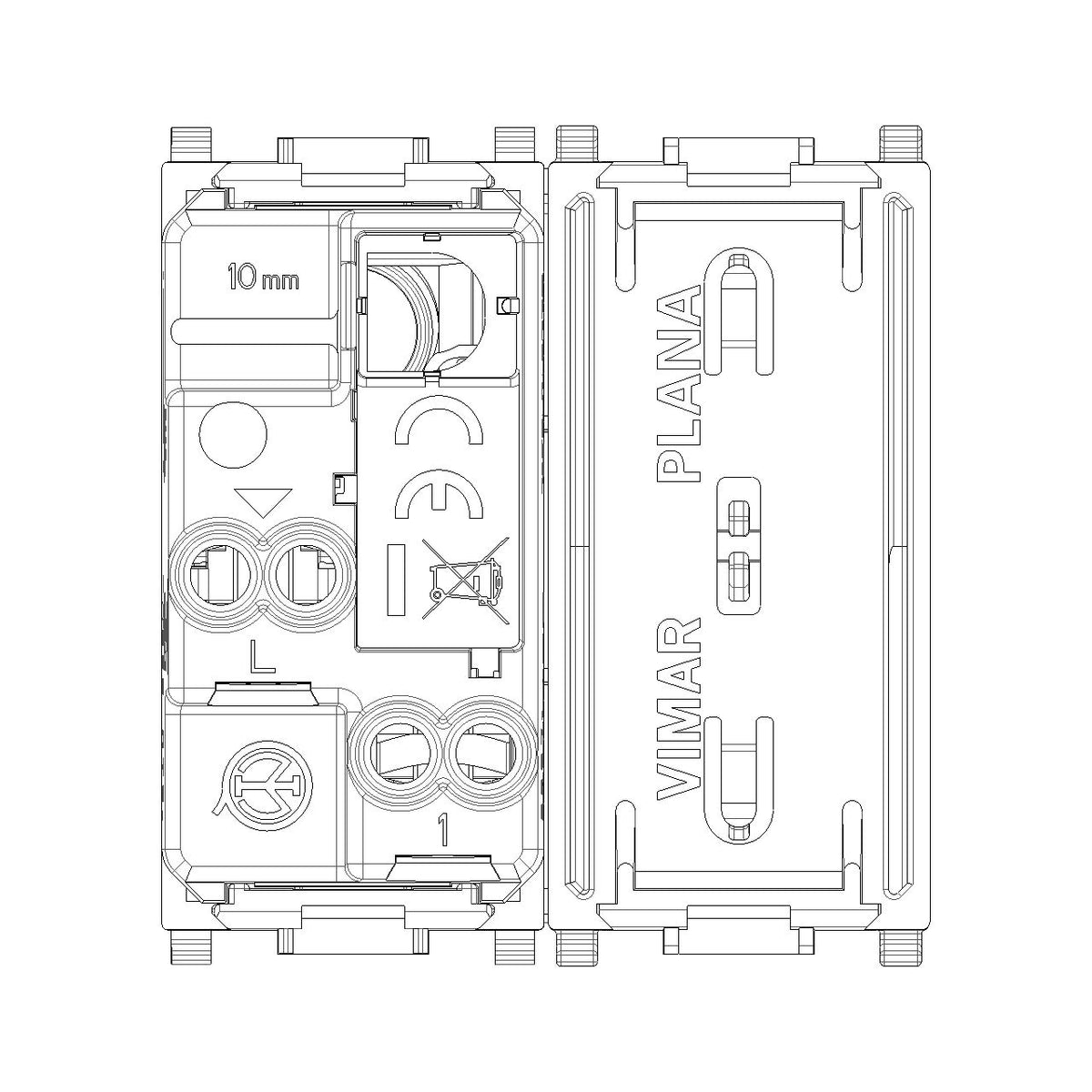 Vimar Plana 1P 10AX 1-Way Switch, 250V, Lightable, Replaceable Button