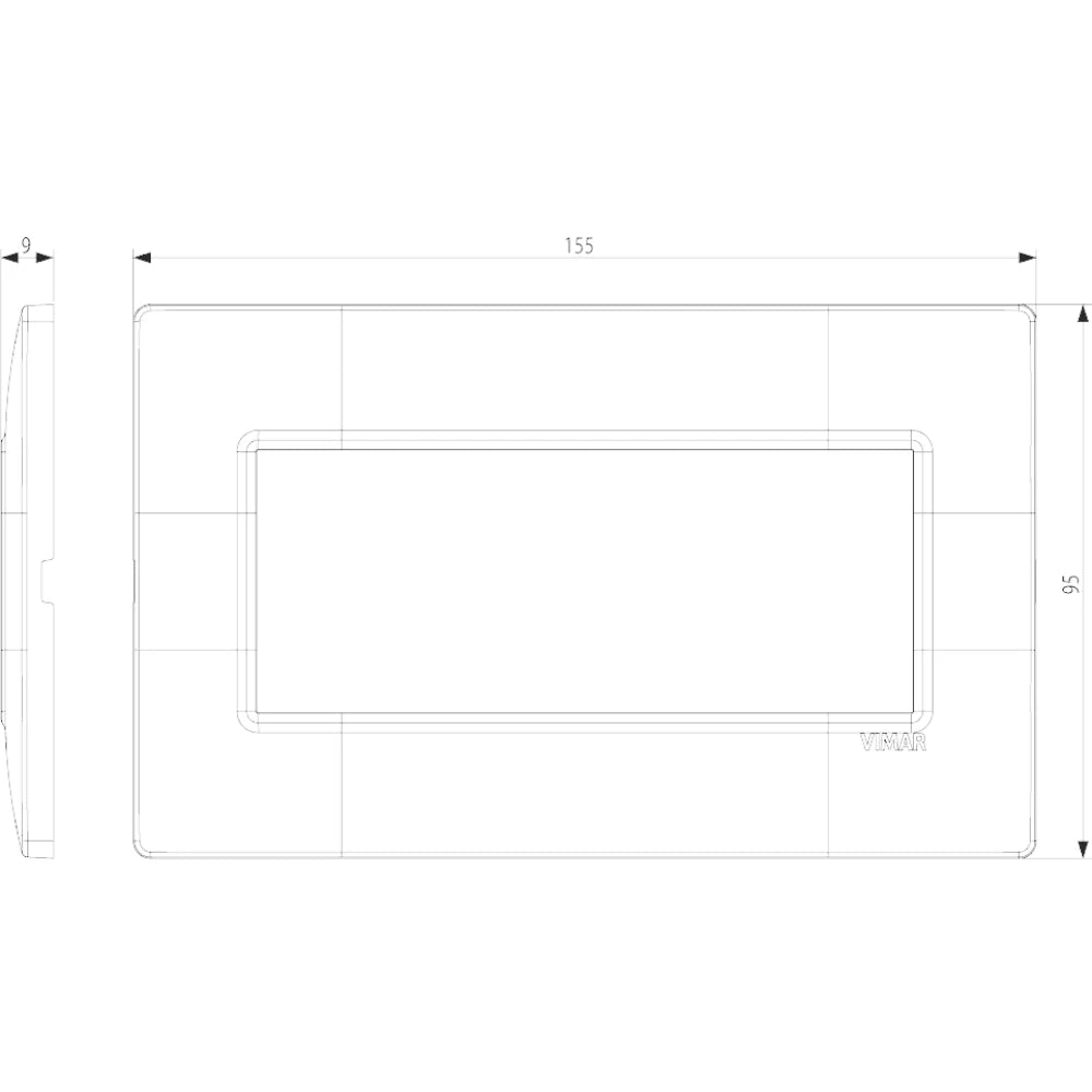Vimar Plana 5-Module British Standard Cover Plate, 155 x 95 x 9 mm, Clamp Mounting, Horizontal/Vertical Mount, IP00