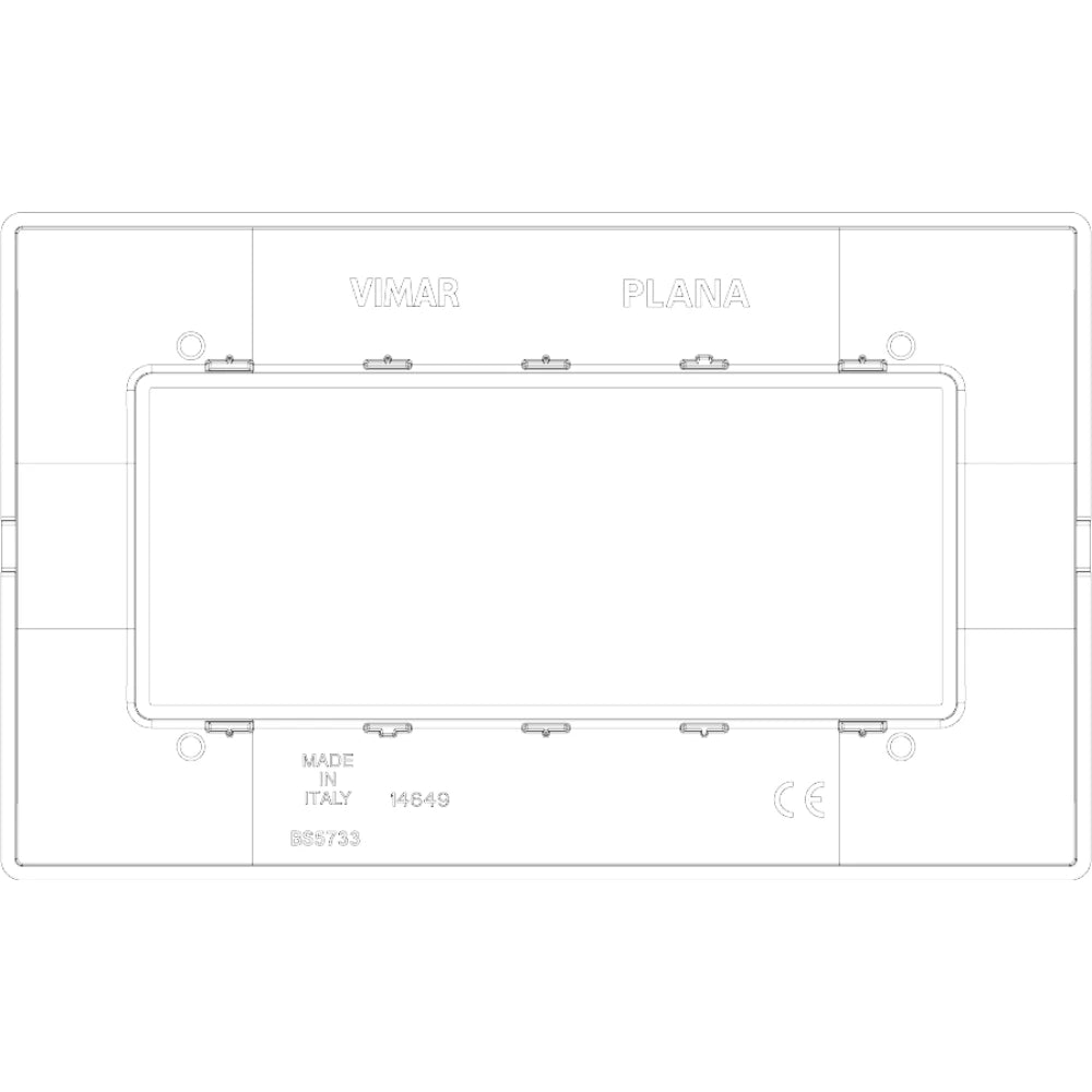 Vimar Plana 5-Module British Standard Cover Plate, 155 x 95 x 9 mm, Clamp Mounting, Horizontal/Vertical Mount, IP00