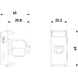 Vimar ARKÉ RJ45 Netsafe Outlet, T568A/B Universal Wiring, 8 Contacts, Tool-Free Insulation-Piercing Terminals