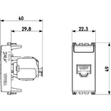 Vimar ARKÉ RJ45 Netsafe Outlet, T568A/B Universal Wiring, 8 Contacts, Tool-Free Insulation-Piercing Terminals