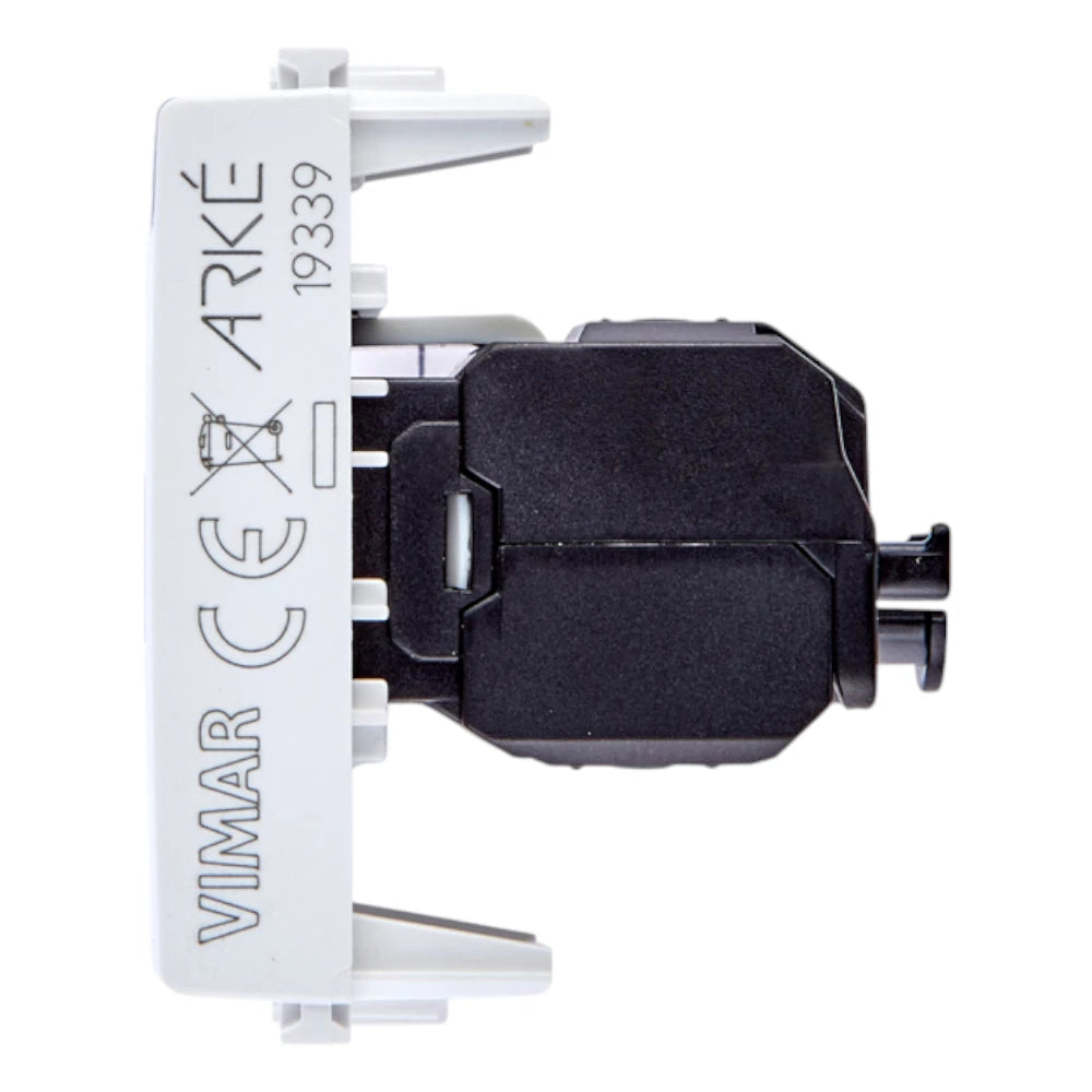 Vimar ARKÉ RJ45 Netsafe Outlet, T568A/B Universal Wiring, 8 Contacts, Tool-Free Insulation-Piercing Terminals