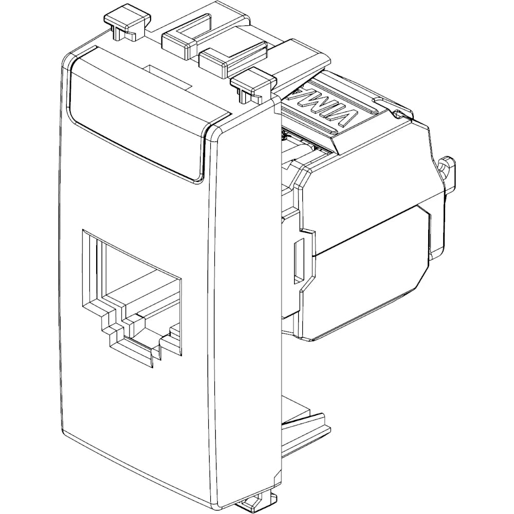 Vimar ARKÉ RJ45 Netsafe Outlet, T568A/B Universal Wiring, 8 Contacts, Tool-Free Insulation-Piercing Terminals