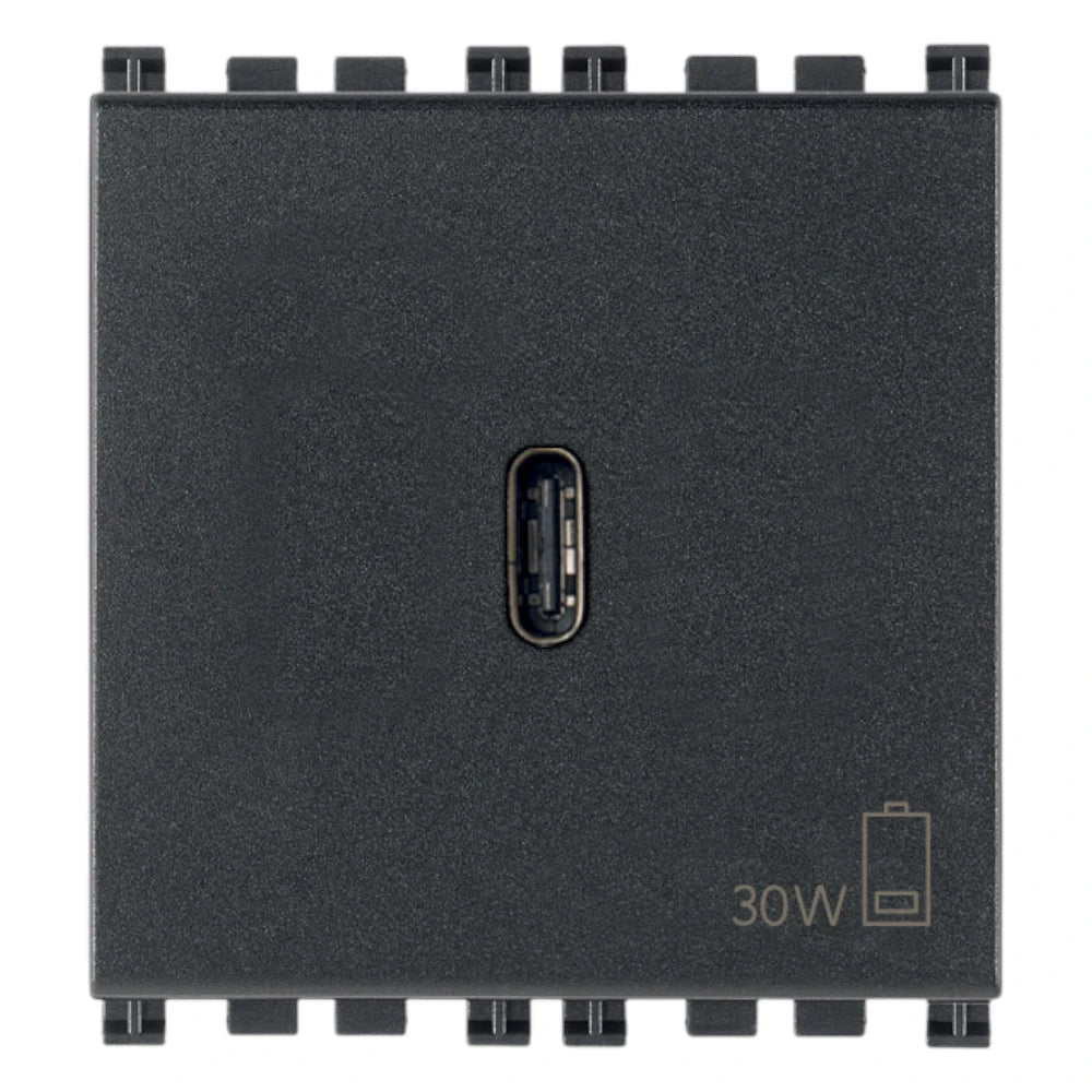 Vimar ARKÉ USB-C Supply Unit, 2 Modules, Power Delivery, 120-240V, Flush Mount