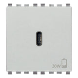 Vimar EIKON 2-Module USB-C Supply Unit, 120-240V, USB Power Delivery, Flush-Mounted, 1 USB-C Port