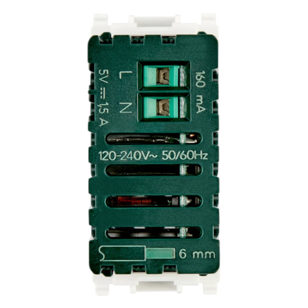 Vimar Plana 1 Module USB Power Supply Unit, 120-240V, 50/60 Hz