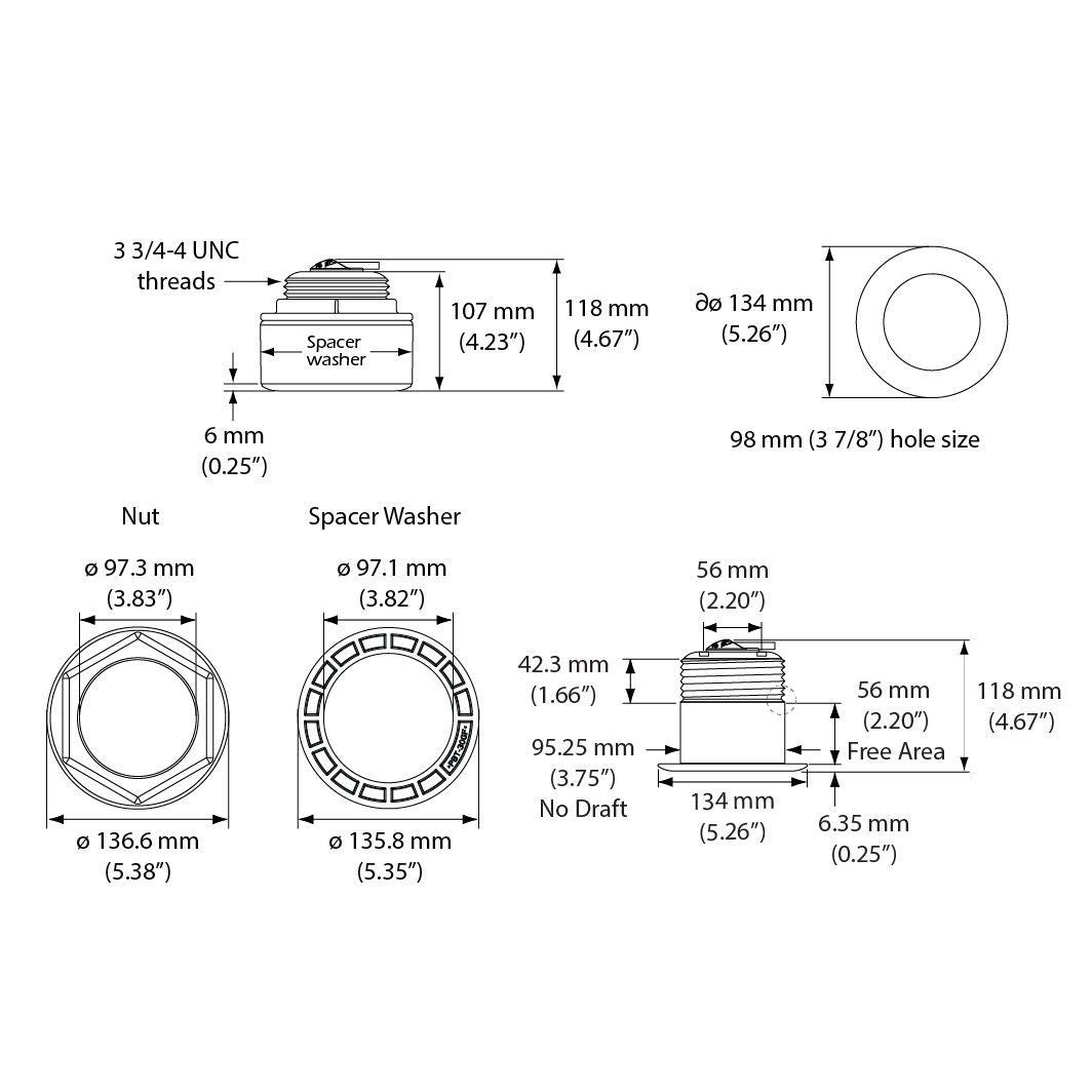 Simrad SS175M CHIRP Thru-Hull Transducer, 85–135 kHz Medium, Stainless Steel, Depth/Temperature Sensor, Tilted Element