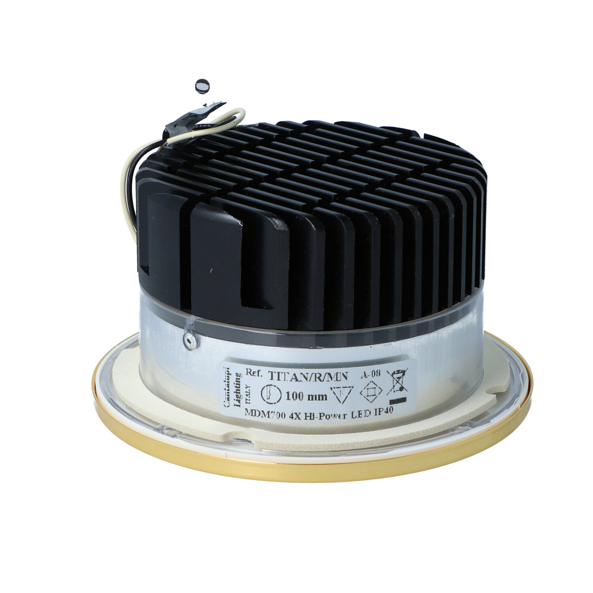CANTALUPI – TITAN/R/MN A-08 – Recessed LED Light – Ø100 mm | Gold Finish | MDM700 | 4X Hi-Power LED | IP40