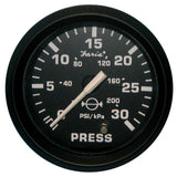 Faria Euro Black 2" Water Pressure Gauge (30 PSI) 12810