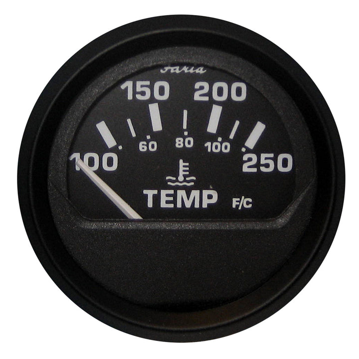 Faria Euro Black 2" Water Temperature Gauge (100-250°F) 12812