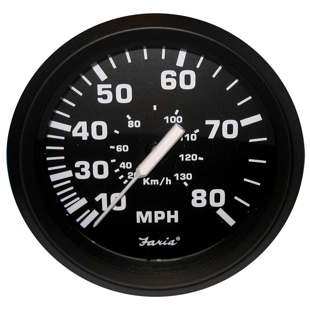 Faria Euro Black 4" Speedometer - 80MPH (Pitot) 32812