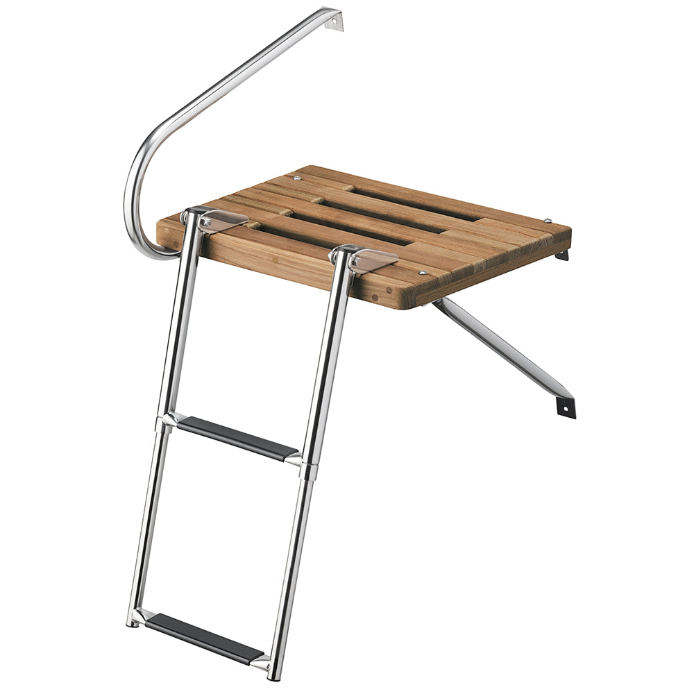 Whitecap Teak Swim Platform w/2-Step Telescoping Ladder f/Boats w/Outboard Motors 68900