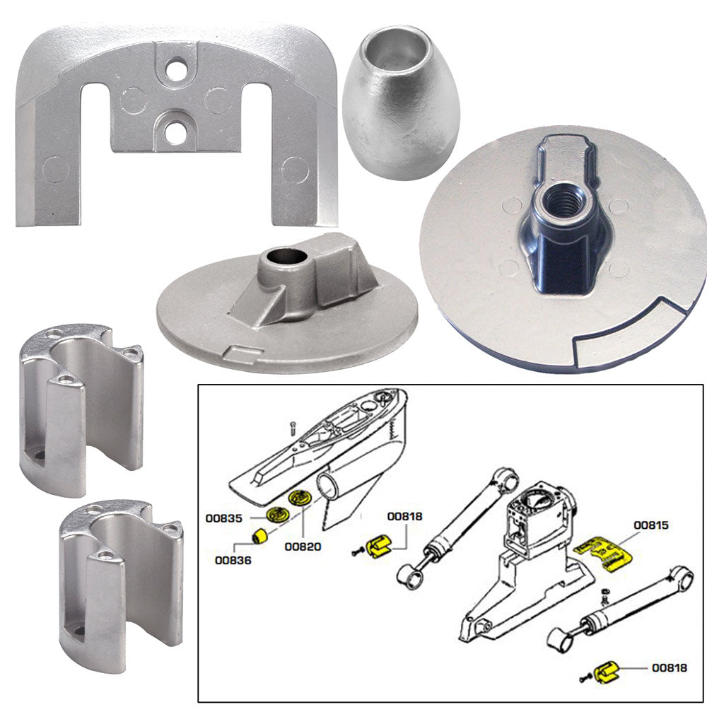 Tecnoseal Anode Kit w/Hardware - Mercury Bravo 3 2004-Present - Aluminum 20805AL