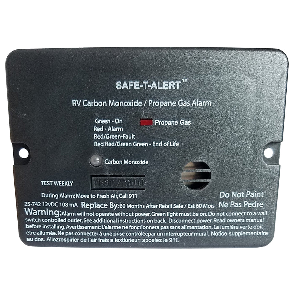 Safe-T-Alert Combo Carbon Monoxide Propane Alarm - Flush Mount - Mini - Black 25-742-BL