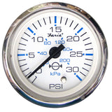 Faria Chesapeake White SS 2" Water Pressure Gauge (30 PSI) 13812