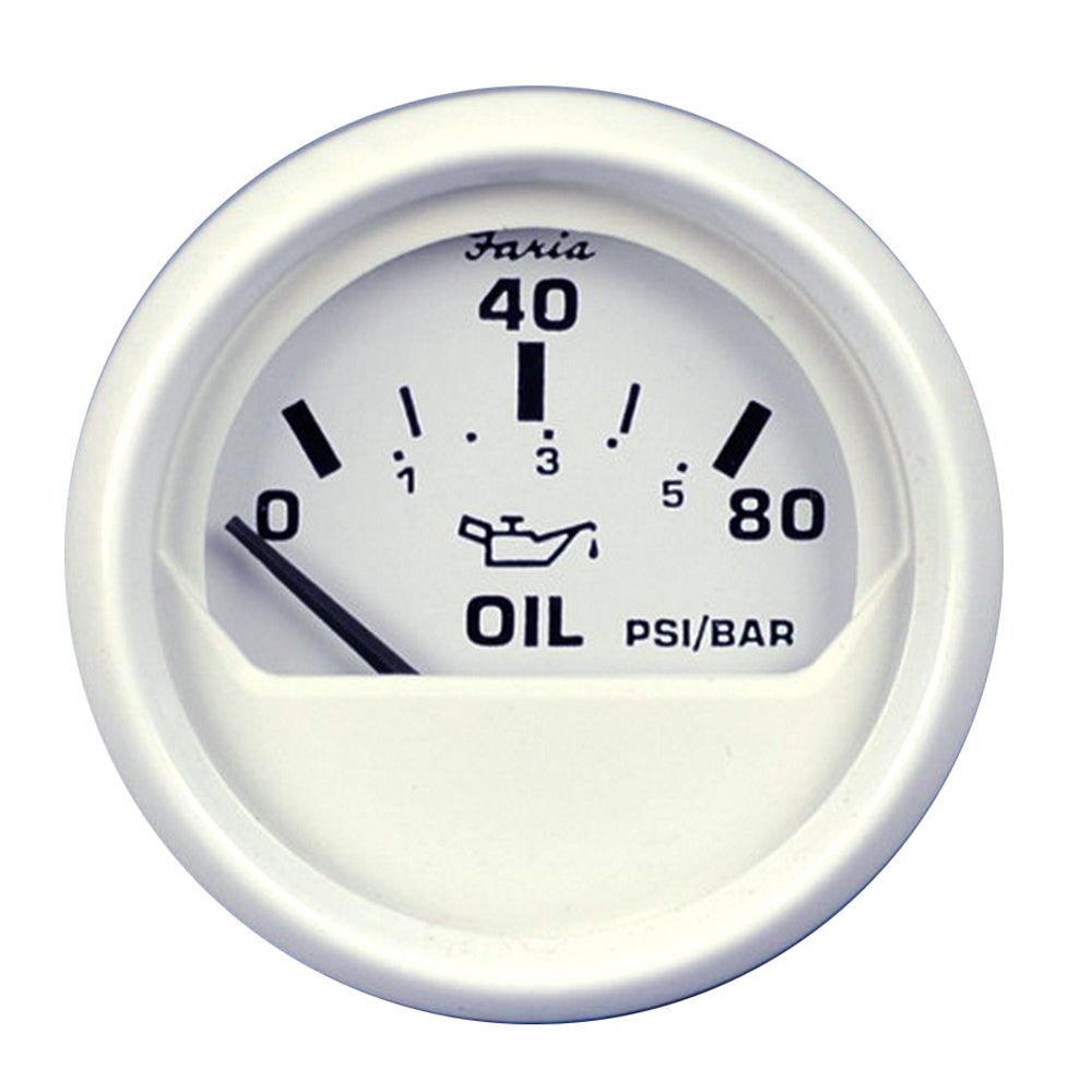 Faria Dress White 2" Oil Pressure Gauge (80 PSI) 13102