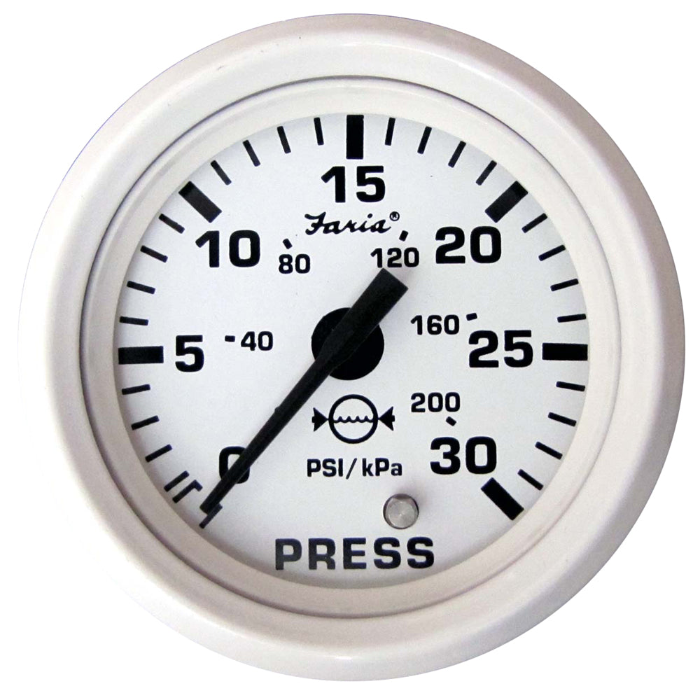 Faria Dress White 2" Water Pressure Gauge (30 PSI) 13108