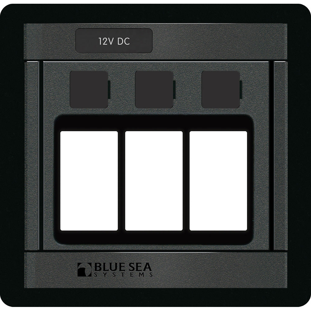 Blue Sea Systems 360 Panel Blank Switch Panel, For 3 ML-Contura Switches, Backlit Labels, Lockout Slides